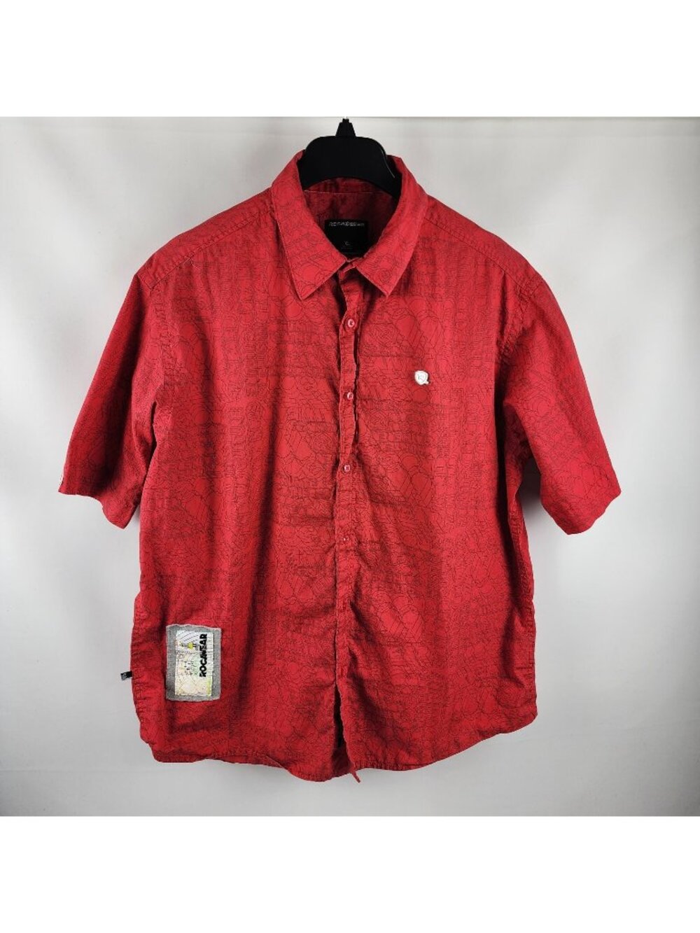 Rocawear Shirt Mens XL Red Geometric The Takeover Shirt Hip Hop Y2K